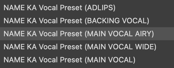 KA Type Stock Plugins Vocal Presets Bundle For Logic Pro