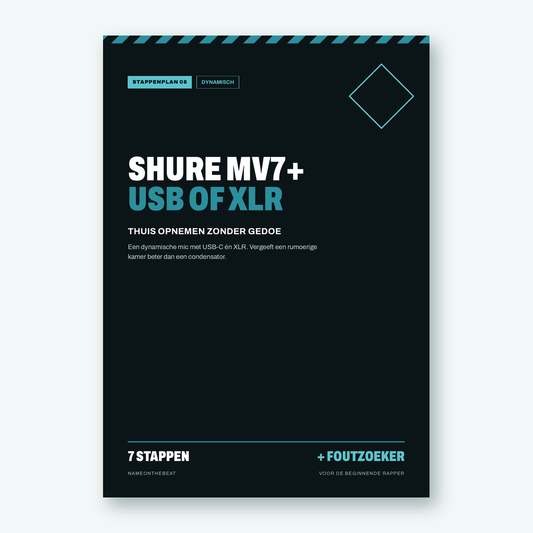 Stappenplan: Opnemen met de Shure MV7+ (voorkant van de PDF)
