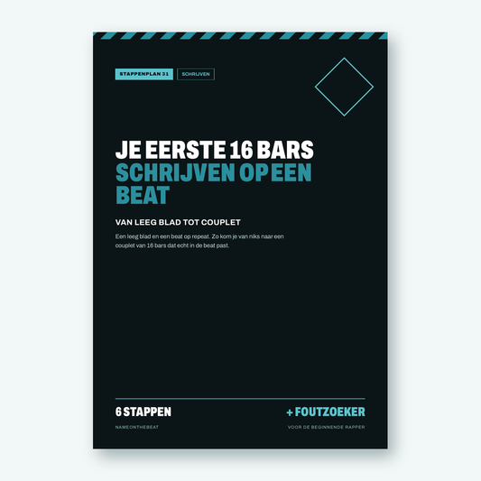 Stappenplan: Je eerste 16 bars schrijven op een beat (voorkant van de PDF)